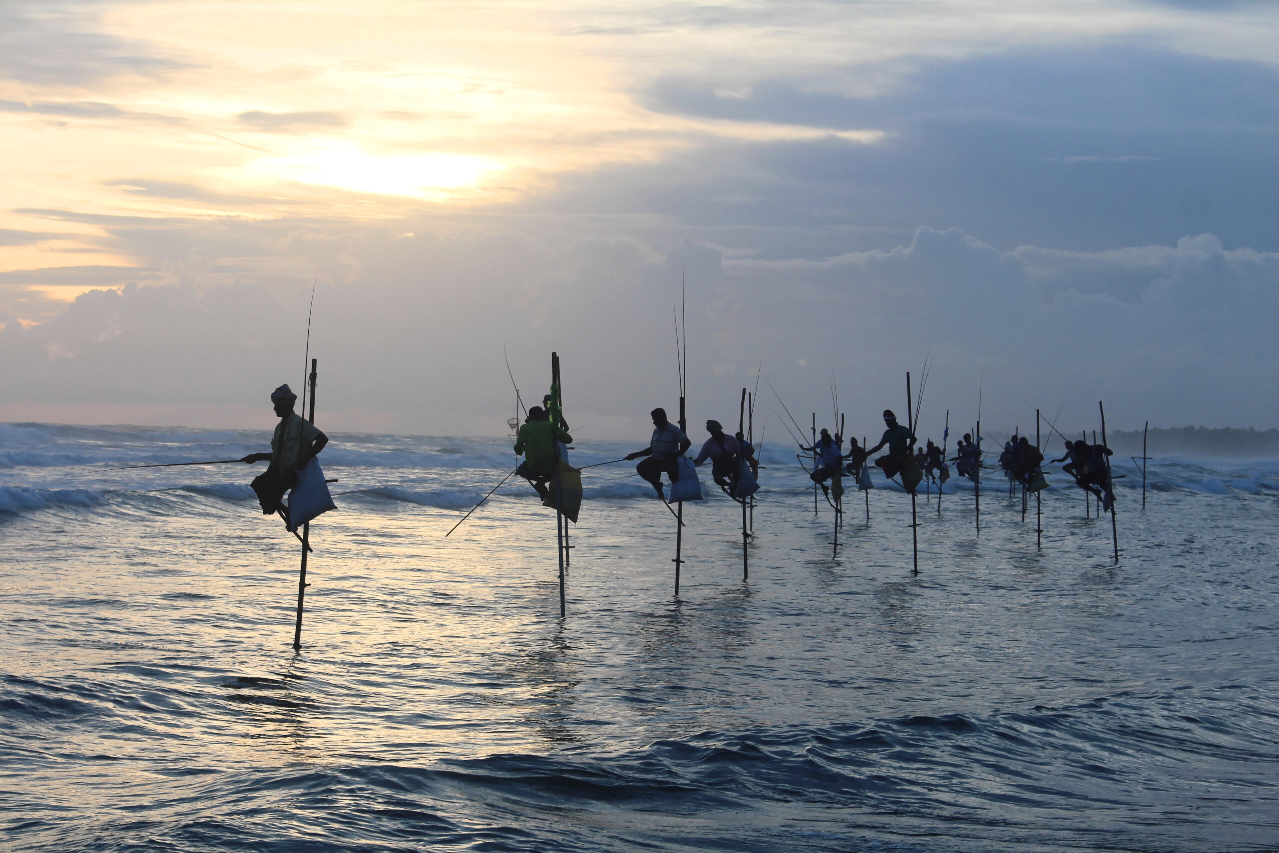 Stilt fishermen at The Fortress, one of the best resorts in Galle