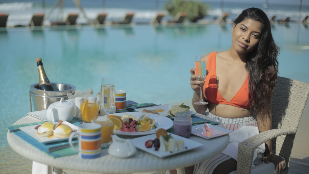 Beachfront dining at The Fortress Resort & Spa, one of many ahangama hotels